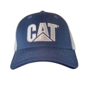 CAT:Unisex Baseball Cap, Trucker Hat, Navy Blue White Mesh‎ American Flag Patch